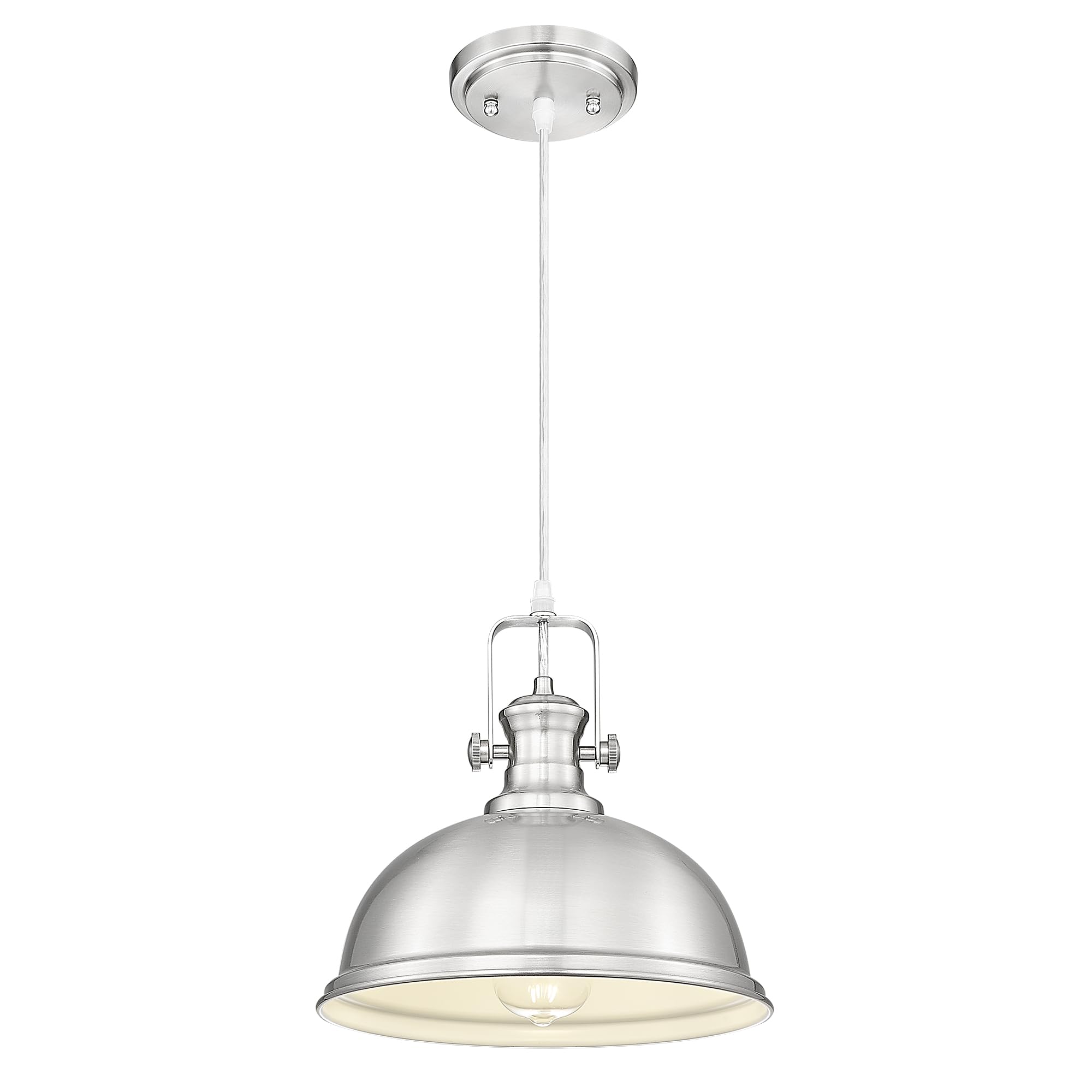 Pendant Lights Kitchen Island, Farmhouse Hanging Lights Fixtures with Metal Shade, Rustic Kitchen Pendant Lighting Over Island for Dining Room, Brushed Nickel, AD-2151-1PL-SN