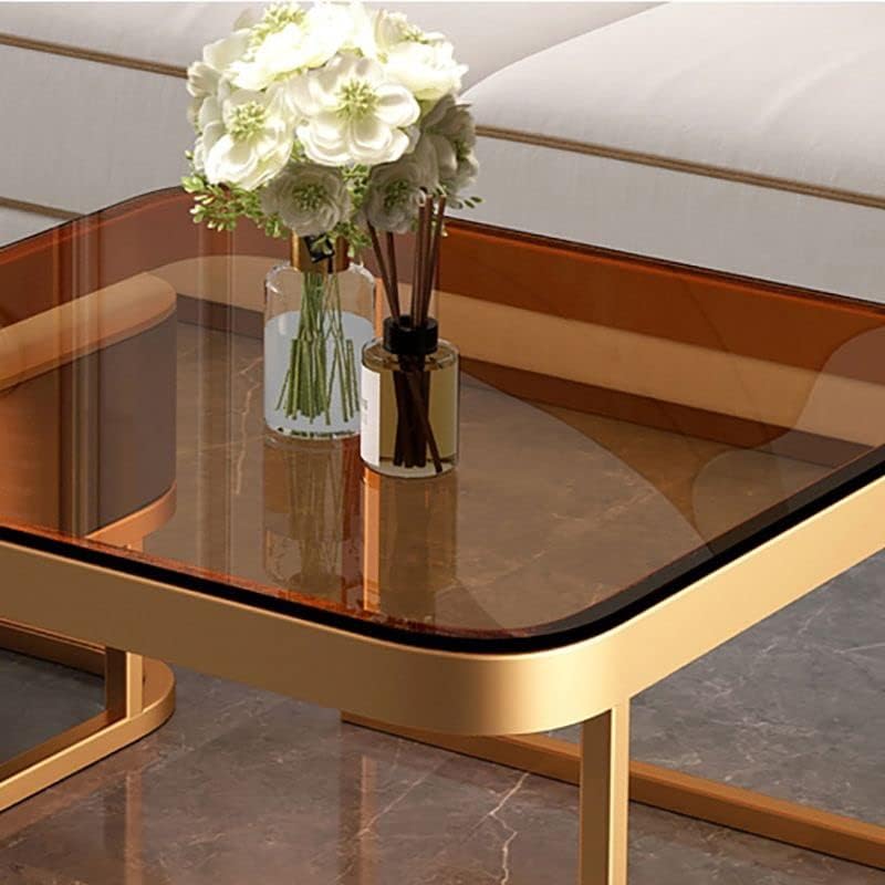 CraftThink Coffee Table, Modern Style 17.72" Tall Glam Style Coffee Cocktail Table Metal Frame 2 Nesting Coffee Table for Living Room - White Orang 28" L x 28" W x 18" H + 24" L x 24" W x 15" H
