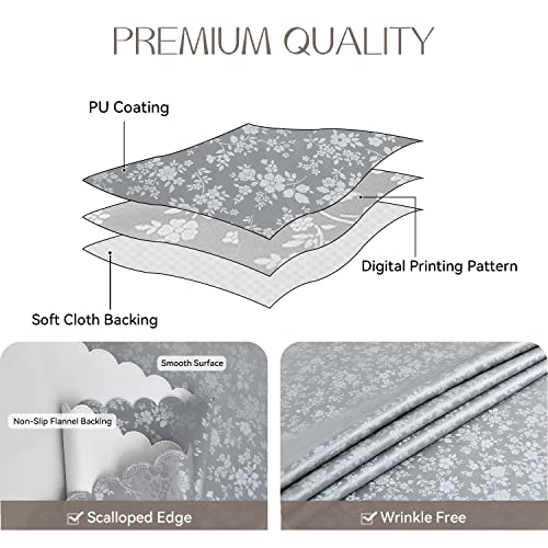 Image of Romanstile Waterproof Vinyl Tablecloth Rectangle, 54 x 78 Inch, Rose Grey | Flannel Backing Wipeable Table Cloth, Heavy Duty Plastic PU Table Cover for Kitchen Dining, Indoor & Outdoor Use