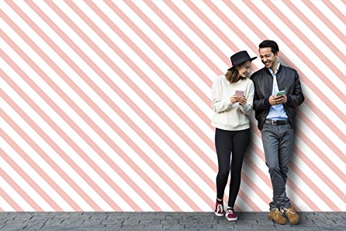 Image of DWELLSINDIA Coral Diagonal Striped Self Adhesive Wallpaper Waterproof, Scratch Resistant, Laminated 41x244 cm