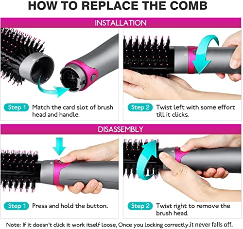 6 In 1 Hair Dryer Brush And Volumizer, Detachable Hair Dryer Styler, One-Step Hot Air Brush For Straightening Curling Drying Combing Scalp Massage Styling #TOP5