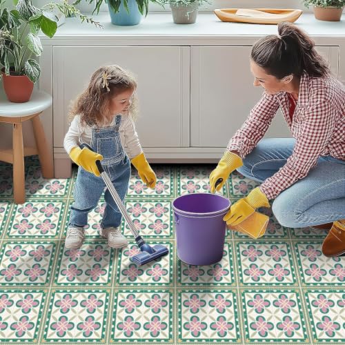 Image of Moroccan Tile Stickers | Waterproof Self Adhesive Peel & Stick Tile Decals for Kitchen Backsplash, Bathroom Wall, Floor, Furniture & Glass (6x6 Inch, Design 6, 40 Pic)