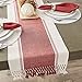 DII Dobby Stripe Woven Table Runner, 13x72 (13x77.5, Fringe Included), Barn Red