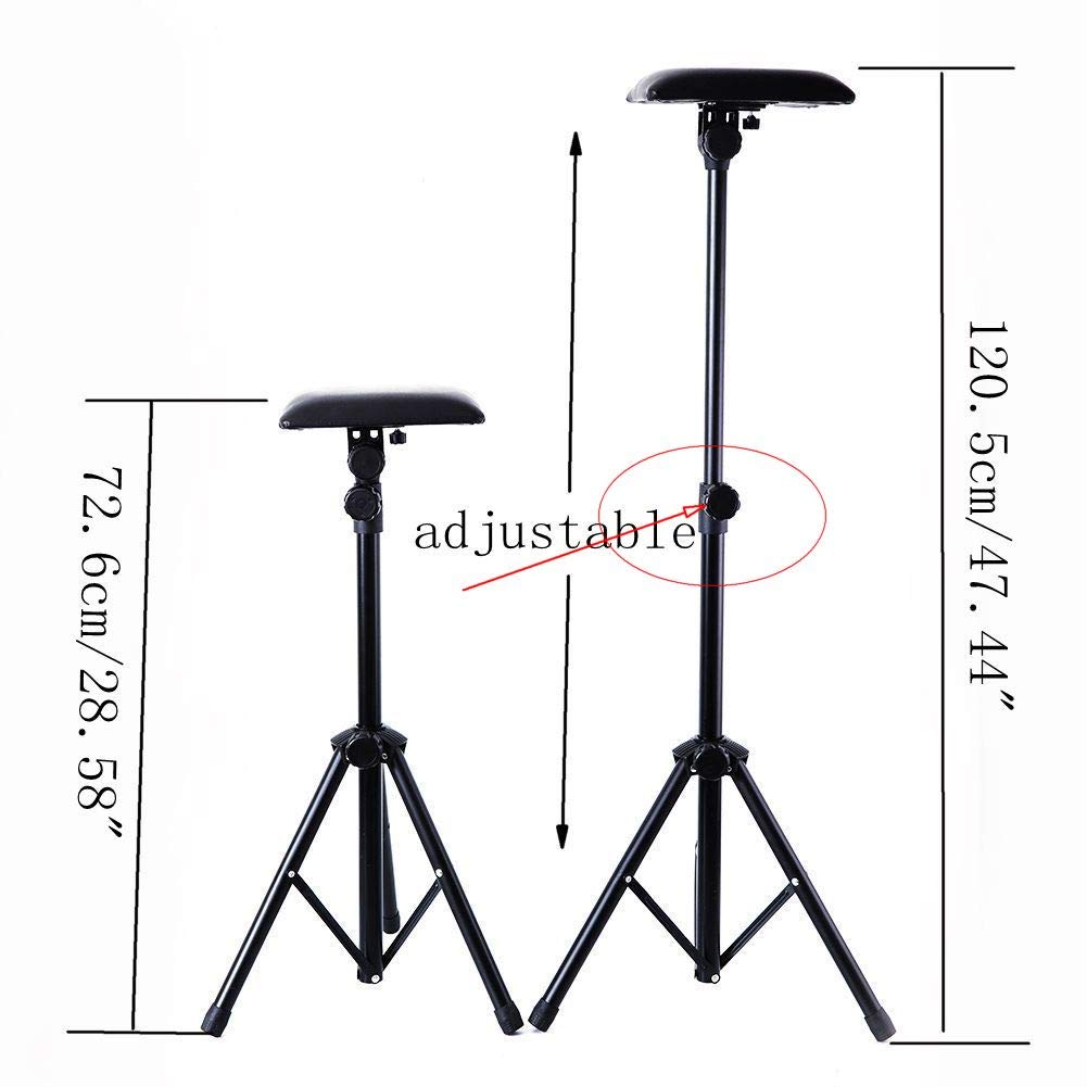 Tattoo Armrest Stand,Foldable Sponge Pad Arm Leg Rest Tripod with Adjustable Height for Tattooing Supplies PVC Leather Chair Stand Armrest for Tattoo Arm Rest - Image 2