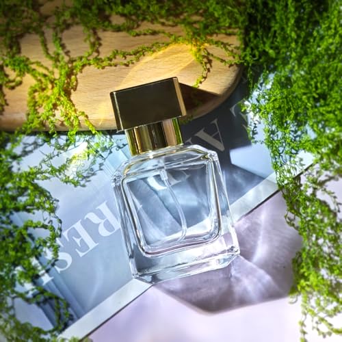 50ml/1.7 Oz Glass Spray Bottle Perfume Atomizer,Glass Perfume Square Refillable Spray Bottle Empty with 3 Kinds of Dispenser (Clear)4