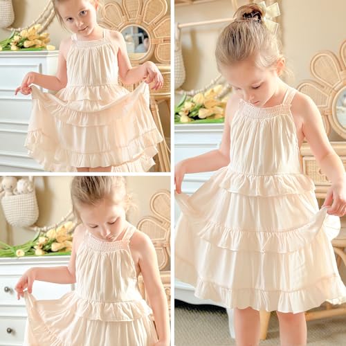 Simplee kids Girls Dresses Sleeveless Linen Teen Dresses Casual Summer Dress Apricot 10-11 Years — view 5
