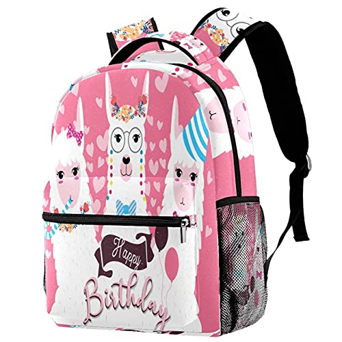 Sac à dos d'alpaga rose avec cactus pour étudiant et grand sac d'école fille