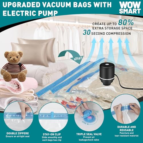 Image of WOW SMART Portable electric Pump for Vacuum Storage Bags for Compression Comforter, Clothing (Storage Bags Not Included)