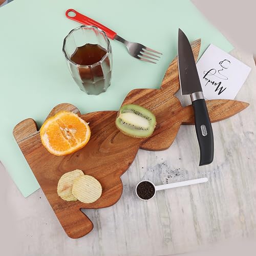 Affinity Decor Funny Bunny Shaped Wooden Serving Board, Wood Cutting Board for Kitchen, Wooden Charcuterie Boards, Easter Gift Serving Platter for Cheese and Food, 13.5" x 7.9"