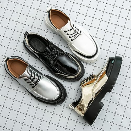 Men's Fashion Color Blocking Lace Up Platform Oxfords Luxury Round Toe Lug Sole Business Office Dress Shoes Daily Breathable Non Slip Low Top Casuals2