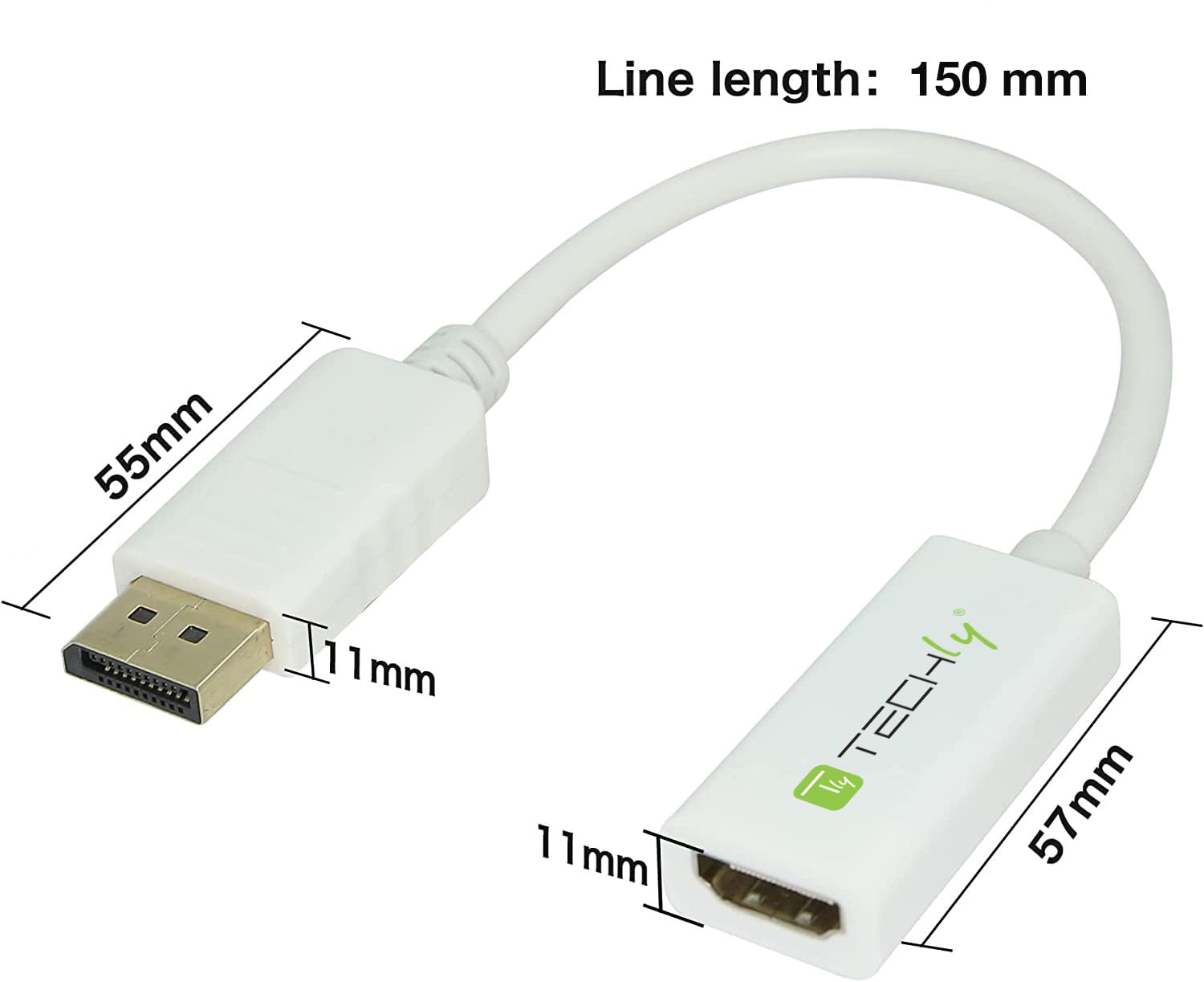 Techly 0.15m DisplayPort 1.2 - HDMI M/F 0,15 m Blanco - Adaptadores de cable de vídeo (0,15 m, DisplayPort, HDMI, Macho, Hembra, Blanco)