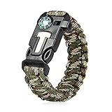Bryights Survival Armband Regenschirm Seil Armband Outdoor Survival Kompass Pfeife Feuerstein Leben Rettung Armband Taktisches Armband-Armee Grüne Tarnung
