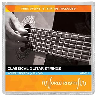 World Rhythm Cordes de guitare classique – Tension normale en nylon avec corde haute de rechange - Les Beatles, Paul McCartney, John Lennon, RIngo Starr, George Harrison
