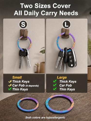 Image of Titanium Key Rings Heavy Duty Side Push Easy Open Split Keychain Rings