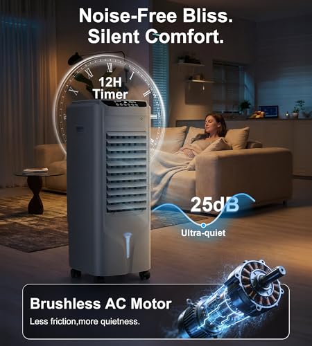 Image of Landeagle 32 inch Swamp Cooler,1800CFM Windowless Portable Air Conditioners with 120Oscillation,Evaporative Coolers with 4.2Gal Tank,12H Timer,Cooling Fans that Blow Cold Air for Room Indoor,White