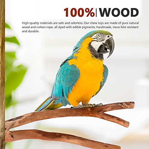Tehaux Parakeet Toys 2Pcs Bird Parrot Perch Stand Set- Natural Wood Bird Parrot Stand Branches Fork Perch Rod Stand For Small Parakeets Budgies Cockatiels Conure Lovebirds Bird Cage Accessories #TOP4