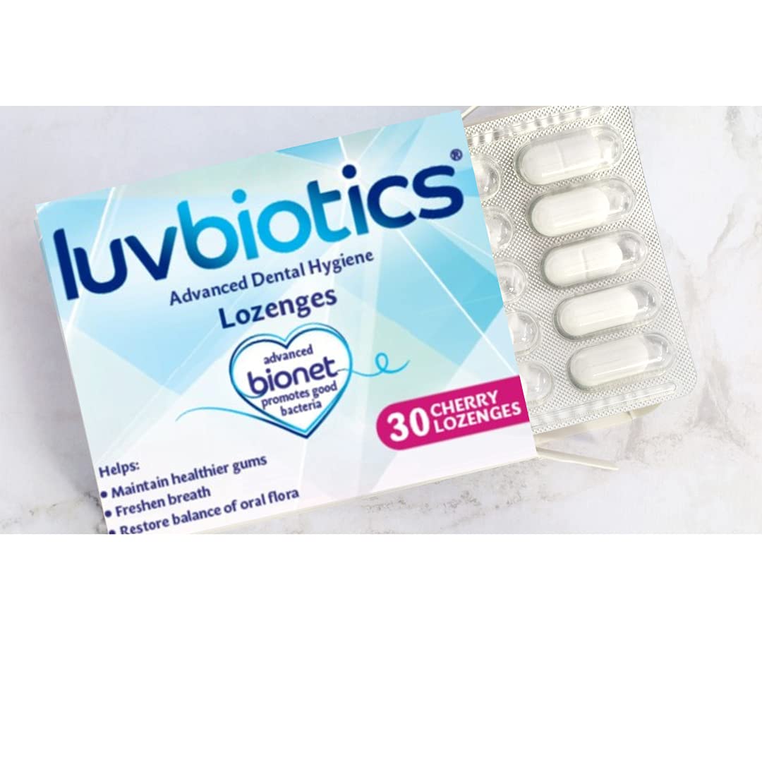 Luvbiotics – Advanced Dental Hygiene (1 Pack) – 30 Cherry Flavor Lozenges – Refreshen Breath & Promote Healthy Oral Microbiome – Probiotic Treatment for Adults – Oral Gum Medicine
