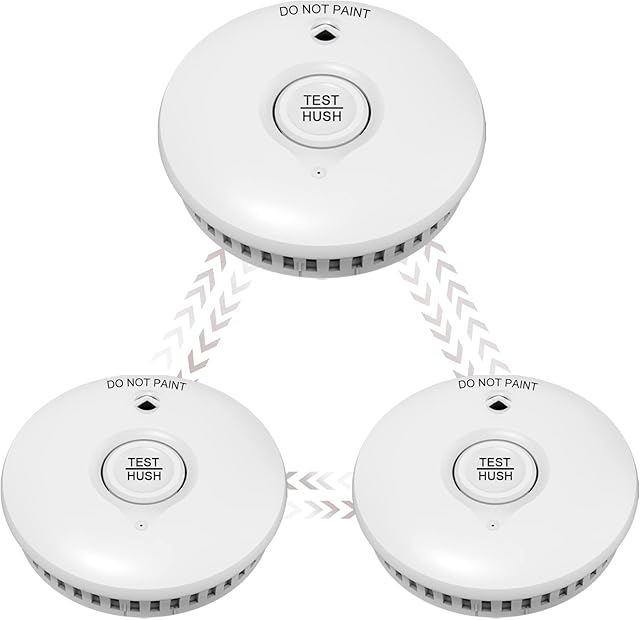 Ruan Alarm 10-year Battery Wireless Smoke Alarm Wireless Interconnected Smoke Detector Conforms to EN 14604 Standard White for home 1 pack