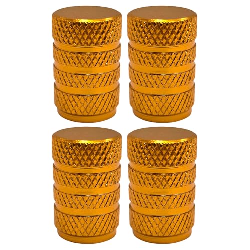 cyclingcolors 4 Tapas de Válvula de Aluminio para Valvulas Schrader de Bicicleta, Motocicleta, Auto, Quad y E-Scooter, Oro
