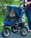 Pet Gear No-Zip Jogger Pet Stroller for Cats/Dogs, Zipperless Entry, Airless Tires, Easy One-Hand Fold, Cup Holder + Storage Basket, Sapphire