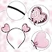 Doneace Pink Valentine's Day Headband For Women Kids, Glitter Heart Hair Hoop Pink Sequin Love Hairband Headpieces For New Year Holiday Birthday Party Gift Decoration