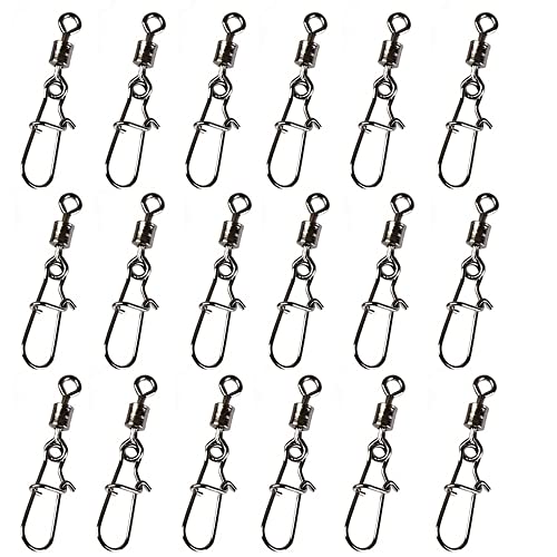 DCQQ 100 pièces Pivot de Pêche en Acier Inoxydable Emerillons Connecteur avec Double Snap Lock Ligne De Pêche Connecteur Émerillons de Pêche pour La Pêche en Plein Air Cover