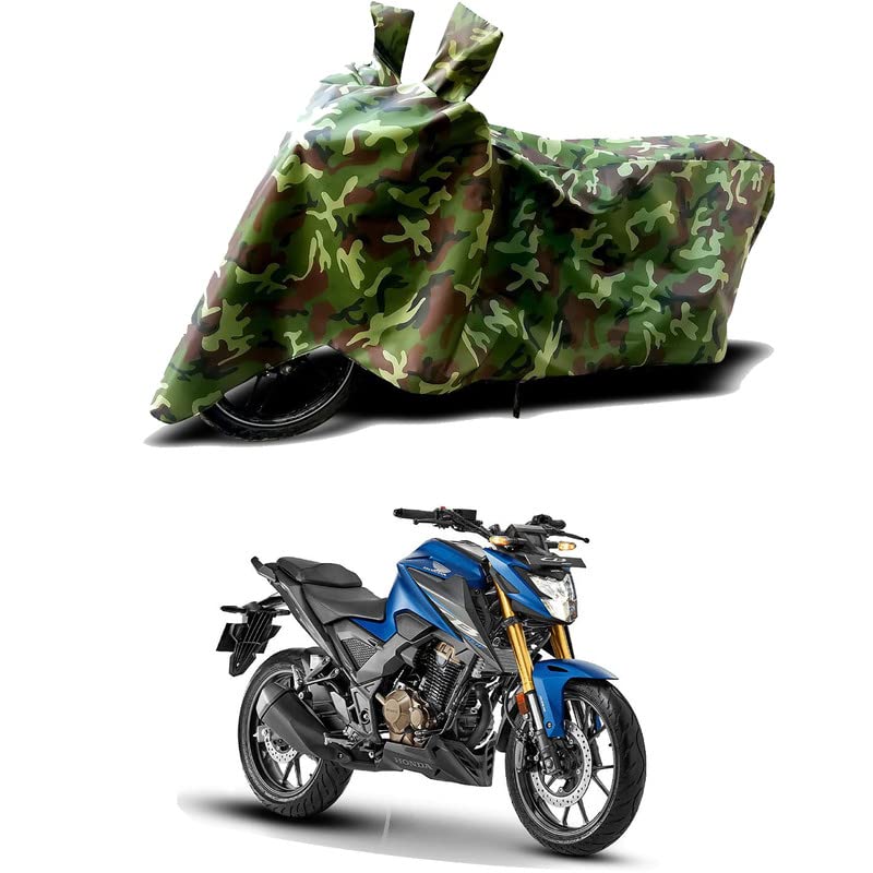 Image of 100% Water Resistant Bike Scooty Two Wheeler Body Cover Compatible for Honda CB300F Deluxe /UV-Rays /Heat Protection /Birds Dropping /Scratchproof /Dust Proof /Waterproof /All Varient[Green MJ]