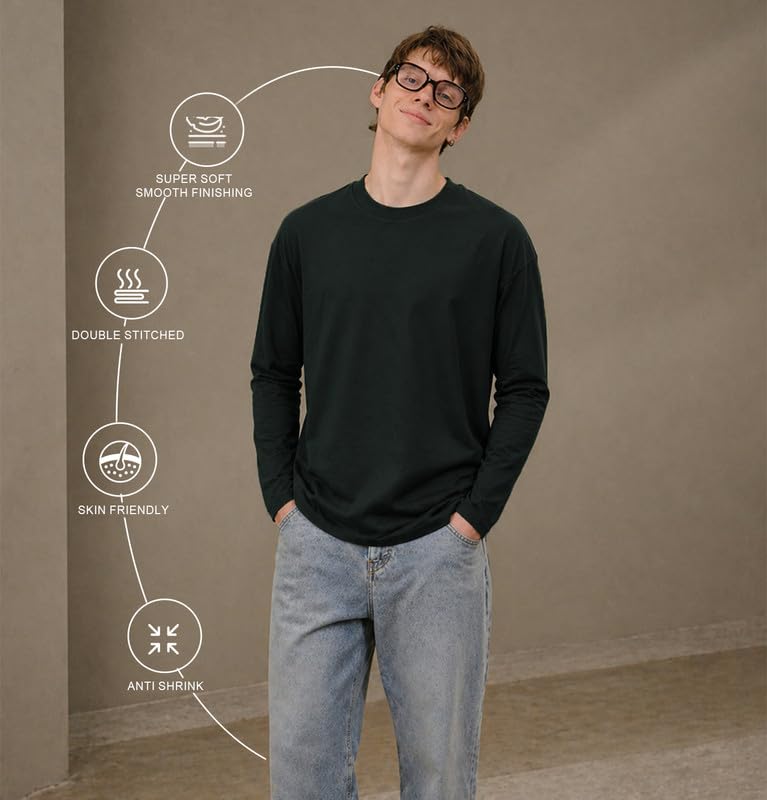 Image of Sleepynuts Regular fit Cotton Full Sleeve Plain T-Shirt for Men (Pack of 1,2,3 Size Small to 3XL)