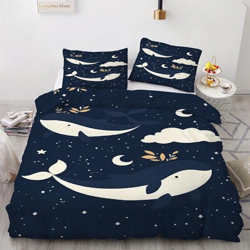 Housse de Couette 160x200 Requin Facile à Enfiler avec Zip