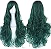 Produktbild ColorfulPanda 28 Zoll/70cm Perücke Cosplay Damen Grün, Dunkelgrün Seitenscheitel Pony Charmante Frauen Lange Lockige Volle Haar Gewellt Perücken für Kinder Mädchen