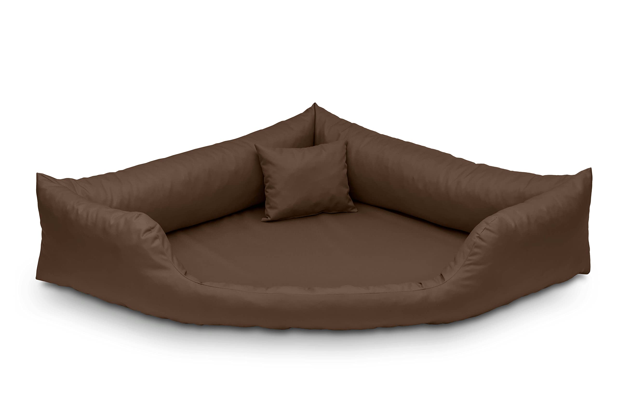 Juelle Cama Ortopédica para Perros, Cama Esquinera para Perros con Colchón Ortopédico para Perros Grandes, Funda Extraíble, Lavable a Máquina Dakota 2XL (145 x 105 cm, Marrón Claro)