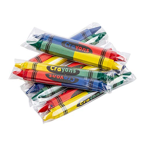 AmerCareRoyal Non-Toxic 4 Color Double-End Honeycomb Crayons for Kids - Case of 500 Packs, Individually Cello Wrapped - Assorted Colors for Family Restaurants, Toddler Crayons in Bulk
