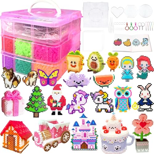 Cuentas Para Planchar, 11000 Piezas 5MM Abalorios Fusibles de 20 Colores Set con Caja de Almacenamiento, Guía del Usuario, Diseño DIY de Joyas, Manualidades para Niños Cumpleaños Navidad (20 colores)