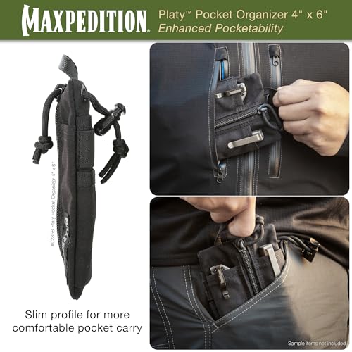 Image of MAXPEDITION Platy Pocket Organizer, Durable EDC Tool Pouch for Men, Neck Wallet with Paracord Lanyard, Holds Flashlight, Multitool, Pen, Notebook