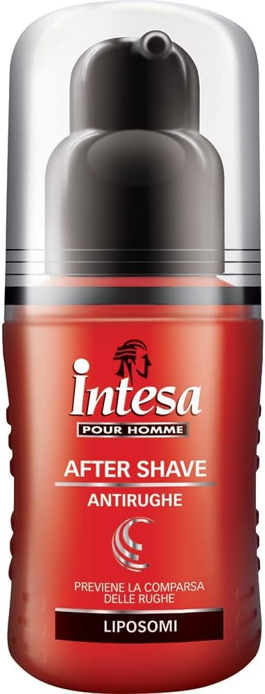 6x Intesa Pour Homme After Shave Antirughe, Alkoholfrei, mit Liposomen, Anti-Falten, 100 ml,+ Italy Shop Service Kostenloser Schlüsselanhänger