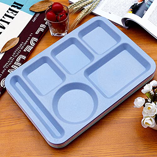 Zgwansui Wheat Straw Divided Plates, 5 Compartment Plates Reusable, Plastic School Lunch Tray With Dividers For Adults, Food Section Plates Diet Dinner Serving Platter, Dishwasher Safe (Pink) #TOP2
