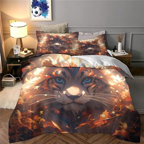 Housse de couette tigre lit 140x200 super douce 3D