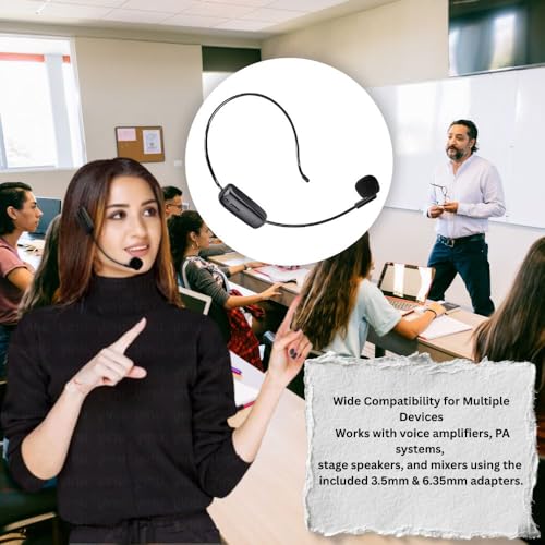 Image of IMAGINEA AY101 UHF Wireless Headset Microphone |50M Range for Teaching, Clear Audio Recording and Streaming -Compact, Versatile for Speech and Teaching with Rechargeable Bluetooth Wireless Headset Mic