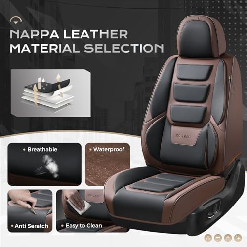 Image of Coverado Car Seat Covers, Front Covers for Cars, Car Seat Cover Front Seats, Car Seat Protector Waterproof, Leather Car Seat Cushion, Universal Interior Covers Seat Protectors for Most Cars