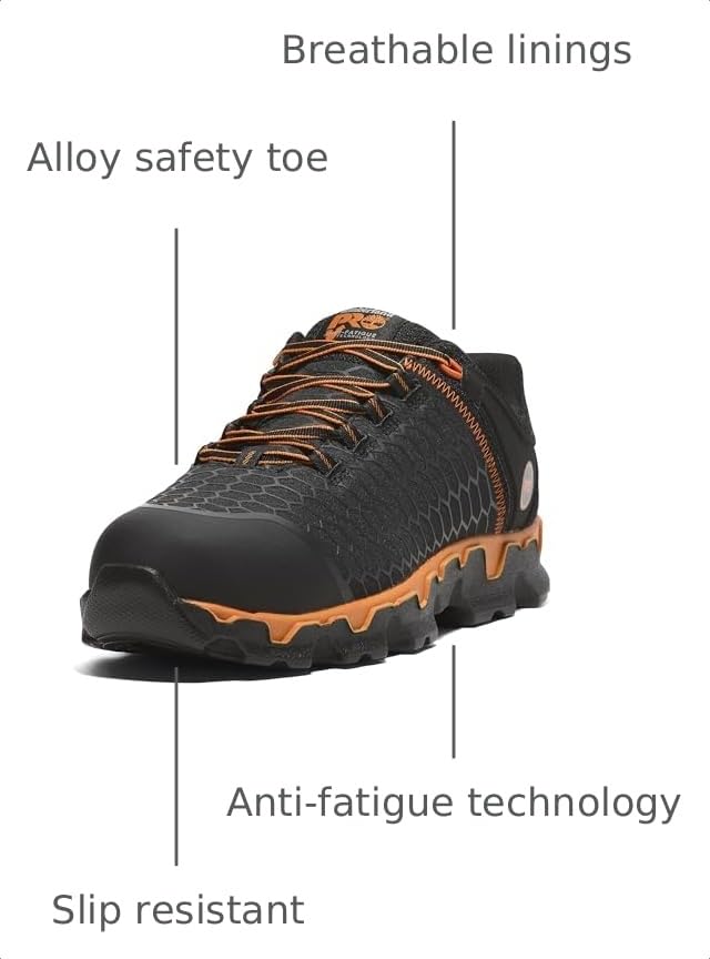 Image of Timberland PRO Men's Powertrain Sport Alloy Safety Toe Industrial Athletic Work Shoe, Black /Orange-2024 New, 7