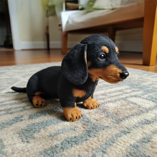 Generisch Dackel-Emotionale Heilung Auf Abruf, Niedlich Dackel Kuscheltier, Ultra Soft Dackels Hund Plüschtier Stofftier, Interaktives Realistisches Dackels Hund Spielzeug Für Kinder, Erwachsene(A)