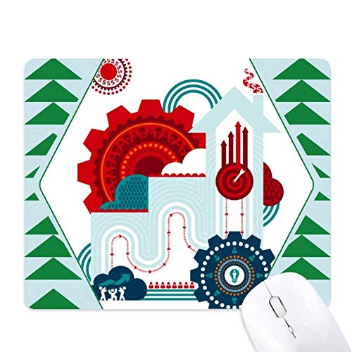 Tapis de souris en caoutchouc avec illustration de maison et horloge pin vert