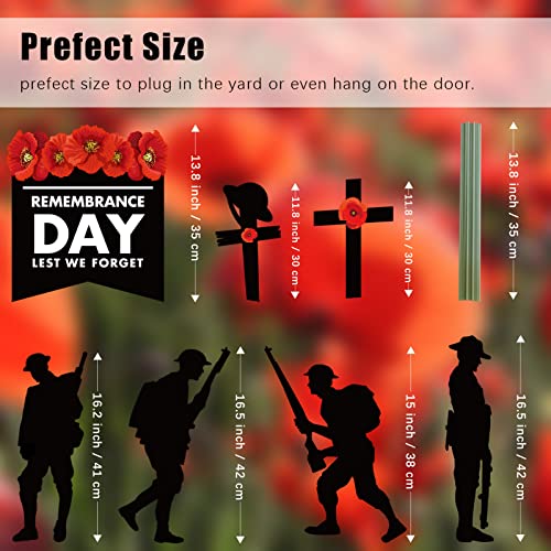 PopManko Lest We Forget Garden Ornaments, 7Pcs Remembrance Day Poppy Garden Ornaments Statue - Image 3