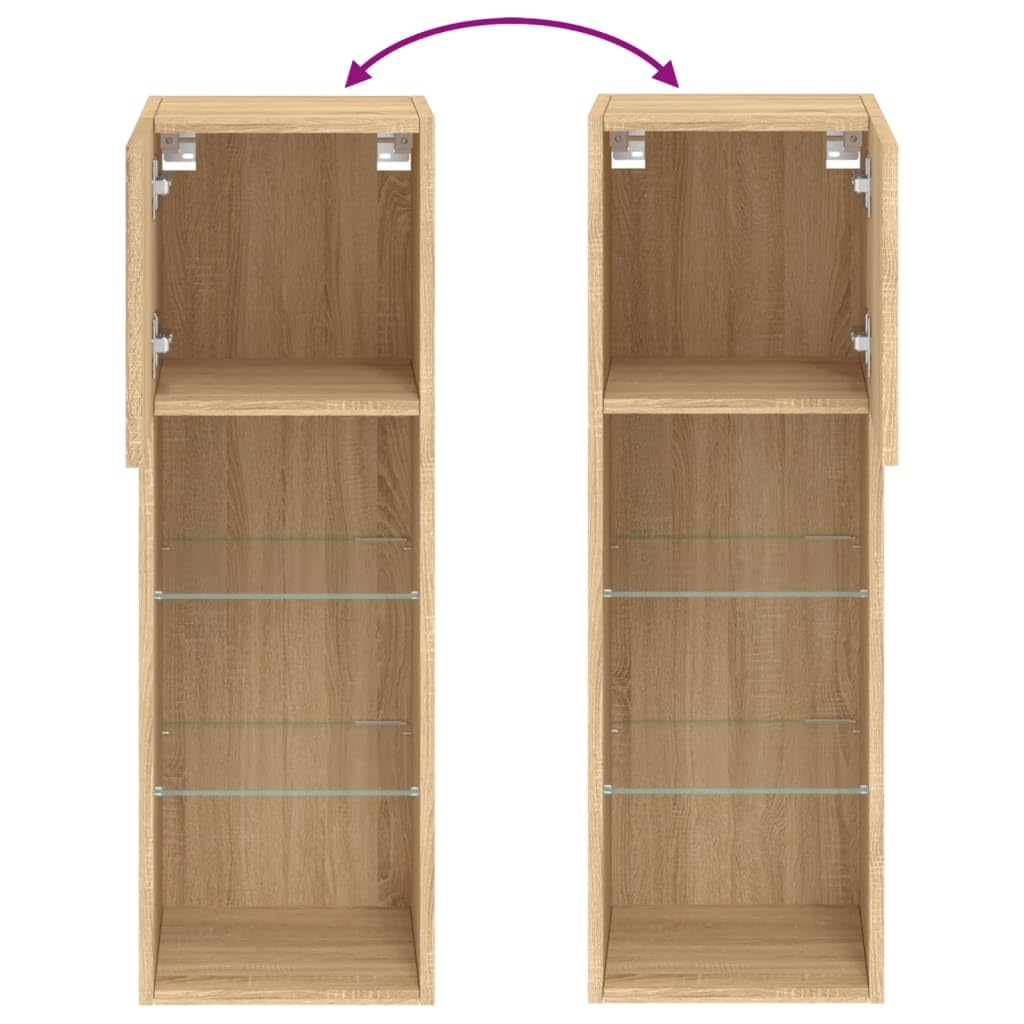 vidaXL Mueble para TV con Luces LED, Soporte Flotante con Almacenaje, Armario Consola de Pared, Mueble Multimedia de Salón Dormitorio, Roble Sonoma