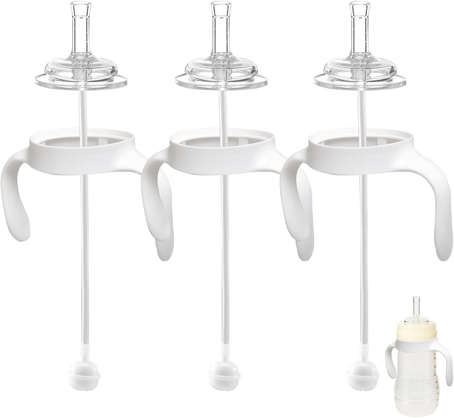 Straw Sippy Cup Conversion Kit for Mam Baby Bottles, Soft Top and Weighted Ball Transition with Handles Converter 8m+, Set of 3