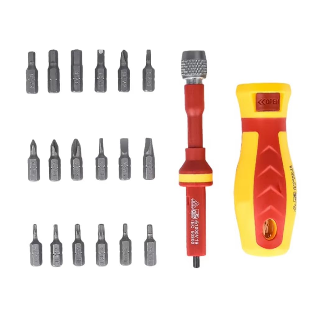 UDSKNV[KSL Telescoping 18 in 1 Multifunctional Combination Screwdriver Measuring Pen and 1000V High Voltage Bits Set
