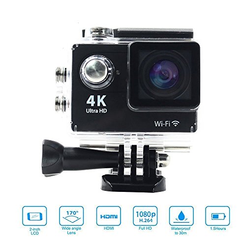 ZUBER  Memoria Ultra 4 K WiFi impermeable cámara de acción 2.0 pulgadas dv videocámara Deporte Cámara para iOS y Android, Negro