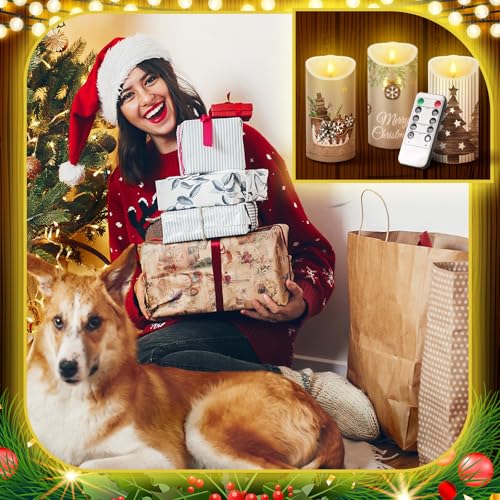 Roceei ROCEEI-PSRT-0889 3 Pcs Christmas Flameless Candles Christmas Led Candles Xmas Battery Operated Candles Flickering Real Wax Decorations For Indoor Xmas Gifts Holiday Decor Home Party Festival thumb #5