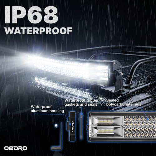 Image of OEDRO 32 Inch Curved LED Light Bar Quad-Row Spot Flood Combo | 768W Led Work Lights Off Road Driving Fog Lamp with Wiring Harness, Fit for Pickup SUV 4WD 4X4 ATV UTE Truck Tractor (12 /24V)