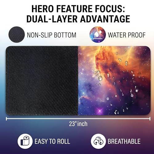 Image of Galaxy XL Extended Gaming Mouse Pad | XXL Large Desk Mat 60x30cm for Laptop & PC | Non-Slip Rubber Base, Waterproof, Durable & Smooth Surface | Office, Gaming & Study